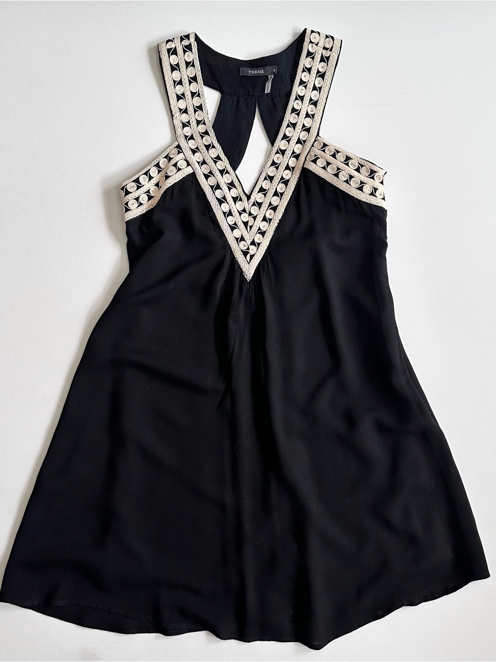 THEME Black Halter Swing Dress Small